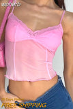Fairy Sexy Camis Women Sleeveless V-neck See-through Crop Tops Y2k Slim Fits Mini Camisole Chic Aesthetics Croset-Outfit