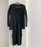 Women Knitted Cardigan And Dress Suits Mid-Calf Length Long Sleeve Strap Dress 2 Piece Female Knitted Sweater Set QT128-Outfit