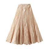 Spring New Sister Wind High-Level Feeling Hundred Folds Loose Thin Swing Skirt Leisure A Skirt