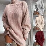 2021 Women's Sweater Autumn Winter Warm Turtlenecks Solid Casual Loose Oversized Lady Sweaters Knitted Pullover Top Pull