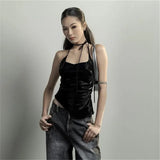 Woherb Summer Women's Solid Color Slim Fashion Hanging Neck Sling Sexy Back Vest Female-Outfit