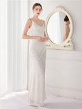 Formal Sequins Strap Slit Mermaid Evening