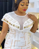 Spring Midi Dress African Dress for Women Sexy Daily Elegant Long Bodycon Dresses Rhinestone Robe Femme African Clothes-Outfit
