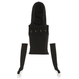 Woherb Summer Sexy Hot Girl Personality Street Niche Pure Color Slim Show Thin Crop Fashion Hooded Vest-Outfit