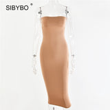 Off Shoulder Strapless Sexy Women Dress Sleeveless Straight Long Bodycon Dress Backless Casual Summer Party Dress
