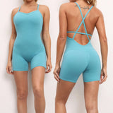 Woherb Sha New No Embarrassment Line Tight Yoga Pants Back Hollow Body Training Fitness Sports Jumpsuit-Outfit