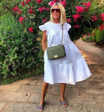 Summer Dress 2022 Casual Loose Short Sleeve Party Dresses Sweet O Neck Ruffled A Line Female Robe Dress Plus Size