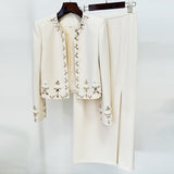 New Star Fashion Heavy Industry Nail Beads Jacket Open Fork Half Skirt Set Two