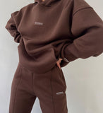 2025 New Casual Plus Velvet Long-Sleeved Hooded Hooded Trousers Set For