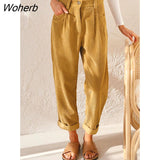 Autumn and Winter Wide Leg Pants Loose Fashion Women High Waist Casual Corduroy Pants Straight Trousers Joggers 23355-Outfit