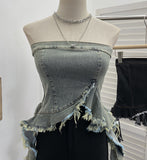 Shooting Spice Girls Irregularly Brush Chest To Make Old Hair Edge Open Short Sleeveless Top Sling Sling Vest
