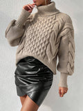 And Winter Jacket High-Necked Long-Sleeved Knitted Shirt Women's Threads Solid Color Loose Sweater