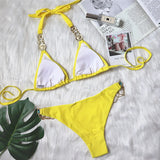 Woherb Hot-Selling New Crystal Diamond Chain Swimsuit Split Swimsuit Sexy