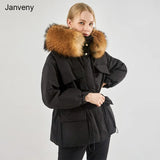 Large Natural Raccoon Fur Hooded Winter Jacket 90% White Duck Down Coat Women Puffer Fluffy Parkas With Belt Snow