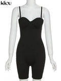 Kliou Body-Shaping Rompers Women Popular Classy Sheath Slim Sexy Cleavage Party Playsuit Solid Strapless Camisole Clubwear