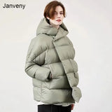 Winter Short Down Jacket Women 90% Duck Down Coat Hooded Ultra Light Loose Overcoat Female Puffer Parka Snow