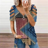 Blouses Shirts Pullover Blusa Hollow-Out Women Elegant Summer Fashion Tops Loose V_Neck 2021 Tee