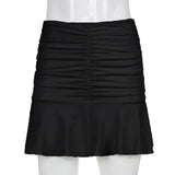 High Waist 90s Mini Skirt Lady Trendy Y2K Summer Beachwear White accessory brandy jupe Preppy Style Ruched Pleated