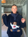 New Women's Autumn And Winter Lead Cute Bear Pattern Lamb Plush Jacket Jacket
