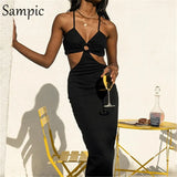 2021 Fashion Summer Beah Bandage Cut Out Strap Party Women Midi Dress Club Casual Sexy Wrap Hollow Out Backless
