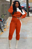 Winter Contrast Color Crop Top and Pants 2 Piece