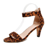 Thin High Heels Pumps Fashion Open Toe Suede Ankle Strap Sandals Wedding Dress Back Zip Red Leopard Summer Shoes