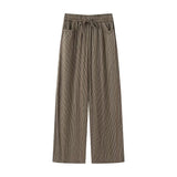 Women's Clothing 2025 Autumn Loose Belt With Vertical Striped Casual Trousers Women