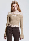 Halter Solid Short Vest and Cape 2 Pieces