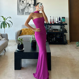 Crepe Mermaid Long Evening Dresses Simple Sleeveless Saudi Arabric Prom Dresses Dubai Formal Party Gowns For Women-Outfit