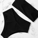 Strapless Black Bikinis Sexy Bikini 2021 Newest Padded Bra High Waist Swimsuit Female Solid Brazilian Swimwear