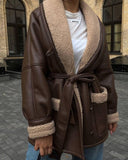 Autumn And Winter New Fashion Temperament Fur Integrated Korean Version Of Long-Sleeved Splicing Coat