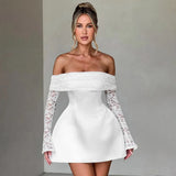 Summer New Women's Shoulder-To-Shoulder Bras Long Sleeve Sexy Lace A-Word