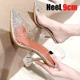 Transparent PVC Sandals Women Pointed Clear Crystal Cup High Heel Stilettos Sexy Pumps Summer Shoes Peep Toe Women Pumps Size