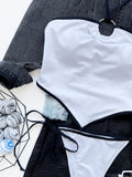 Halter Bandeau Lace Up Two Piece