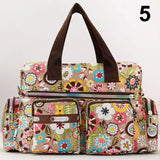 Handbag Vintage Flower Printed Waterproof Nylon Shoulder Messenger Bag Large Capacity Tote Bag Casual Picnic Travel