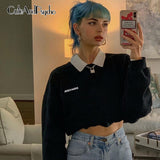 Printed Women's Sweatshirts Harajuku Streetwear Fashion Autumn y2k Tops Korean Loose Shirts Turn-down Neck