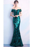 Formal Sequin Off Shoulder Long Evening