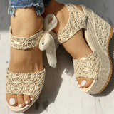 hot lace Leisure Women Wedges heeled women Shoes 2022 Summer Sandals Party Platform High Heels Shoes