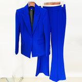 Star Professional Fashion Fashion A Buckle Button Long Suit + Horn Pants Set Two