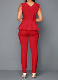Formal V-neck Sleeveless Solid Regular Two Piece Pants