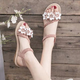 Sandals Women 2025 Summer New Large Size Dress Women's Shoes Flats Gentle Flowers Roman Sandals