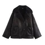 Women's New Retro Loose Thin Grab Velvet Velvet Casual Jacket
