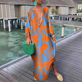 Independent Station New Fashion Style Fashion Printing V-Neck Dress Women's Spot-Outfit