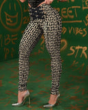 Print High Waist Butt Lift Skinny Pants Women Leggings Pencil Slim Fashion Casual Sexy Pants Trousers-Outfit