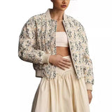 Autumn And Winter Dais Dais Dais Printing And Dye Pocket Zipper Short Flight Jacket Cotton Clothes Women