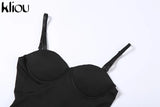 Kliou Body-Shaping Rompers Women Popular Classy Sheath Slim Sexy Cleavage Party Playsuit Solid Strapless Camisole Clubwear