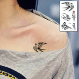 Water Transfer Sexy Tattoo Swallow Bird Tattoo Body Art Waterproof Temporary Fake Flash Tattoo for Man Woman Kid