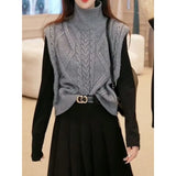 Woherb Twist Sweater Vest Female 2023 Autumn / Winter Jacket Wear A Knit Vest Top-Outfit