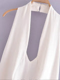 2023 Women Summer Halter Dress Fashion Solid Backless Off shoulder Female Elegant Street Mid-Calf Dresses Clothing-Outfit