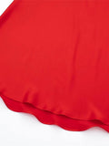 Pleated Stain Midi Skirt Women Fashion High Waist Side Zipper Long Skirts Spring Summer Chic Office Lady Red Outfits-Outfit